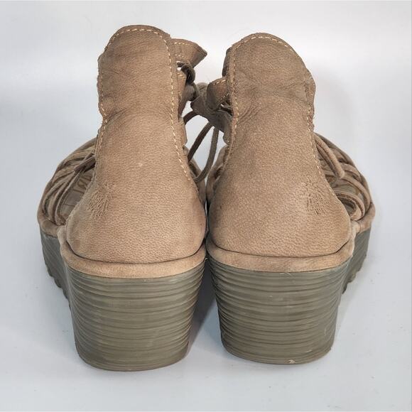 Fly London Yuke Tan Leather Gladiator Sandals - Picture 6 of 10